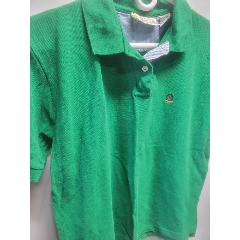 Bugle Boy Vintage Green Short Sleeve Pique Polo Shirt Embroidered Logo Mens L